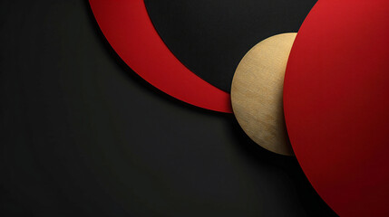 Vibrant Geometric Presentation: A Stunning Collage of Gold, Red and Black Abstract Shapes