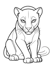 Easy  cartoon Panther coloring page, outline, white color, white background ai generated 