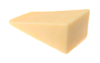 Piece of tasty cheese isolated on white