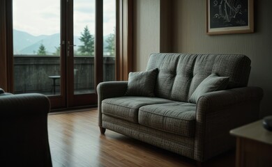 Sofa in living room with copy space interior
