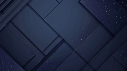 Dark blue abstract geometric background, composition of square shapes with shadows
