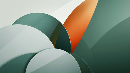 A Vibrant and Elegant Presentation: A Stunning Collage of Green, Orange, and White Abstract Geometric Art, Perfect for Any Space