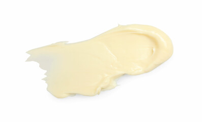 Fresh natural butter isolated on white, top view