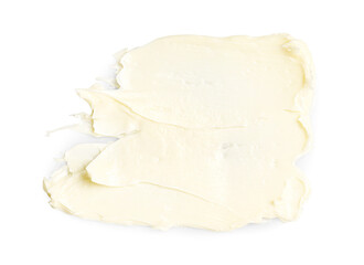 Tasty butter on white background, top view