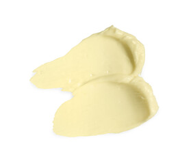 Tasty butter on white background, top view