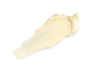 Tasty butter on white background, top view