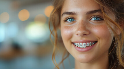 Radiant Young Woman with Dental Braces