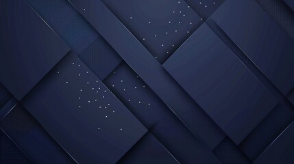 Dark blue abstract geometric background, composition of square shapes with shadows - obrazy, fototapety, plakaty
