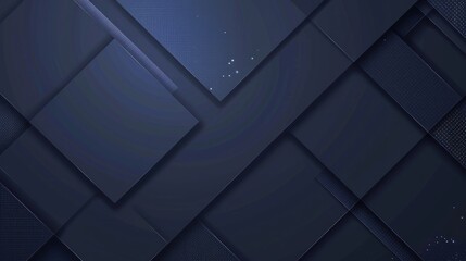 Dark blue abstract geometric background, composition of square shapes with shadows