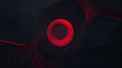 Vibrant Red and Black Abstract Circle on a Black Background: A Dynamic Blend of Colors and Shapes