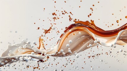 Chocolate milk splashes out of the glass. isolated
