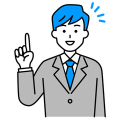 アイデアをひらめくスーツの男性