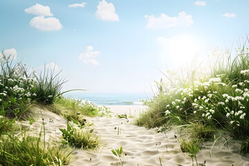 Creative trendy summertime banner mockup. Summer shopping sales and vacation concept.