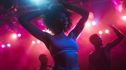 Graceful Dancer Captivating the Night: A Stunning Performance at a Late-Night Club