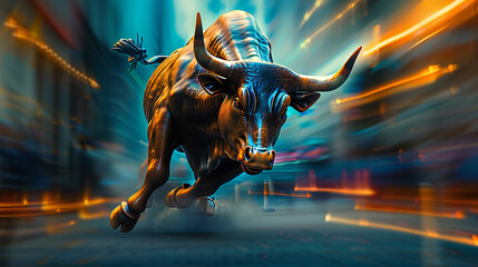 Bullish Market Surge: A Symbolic Image Capturing the Momentum and Strength of a Rising Market Trend
