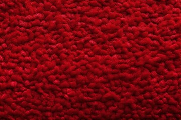 Red close-up of monochrome carpet texture background from above. Texture tight weave carpet blank empty pattern with copy space for product 