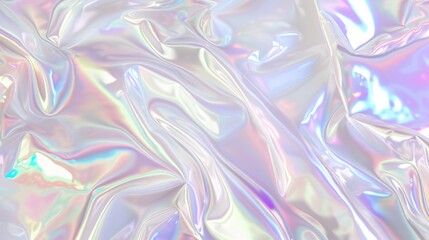 Rainbow abstract smooth holographic background with pearlescent gradient, texture with foil metallic effect in pastel colors