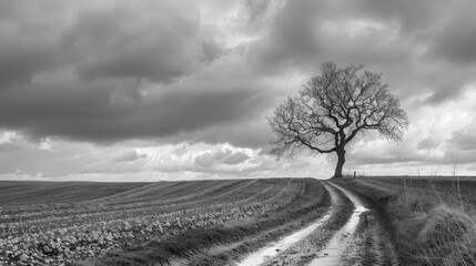 A lone tree in a field