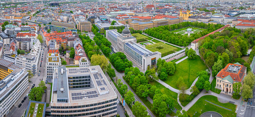Aerial view of Hofgarten in central Munich, the capital and most populous city of the Free State of...