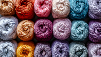 Assorted Skeins of Yarn in Various Colors - Powered by Adobe