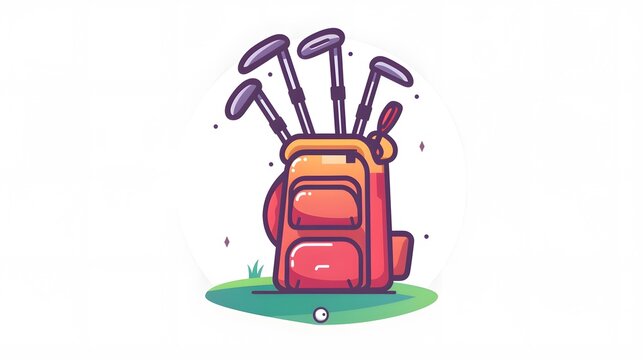 golf clubs in bag on green field clip art preview