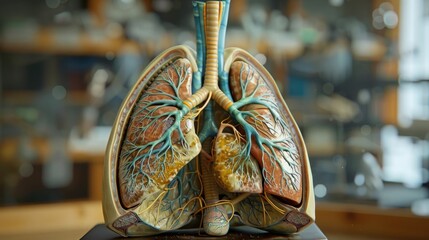 Human Respiratory System Anatomy Diaphragm For Medical - obrazy, fototapety, plakaty