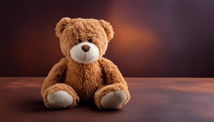 Teddy bear on dark brown background