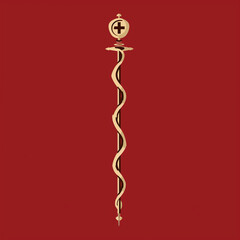 アスクレピオスの杖。ギリシア神話の名医アスクレピオスの持っていた蛇の巻きついた杖。医療・医術の象徴