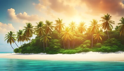 Fototapeta premium Blurred tropical beach background. Summer vacation. 