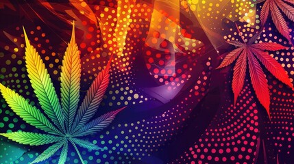 Beautiful Designer 420 Cannabis Seasonal Background with Dotted designs Vibrant color Modern Wallpaper Template with Vibrant Hues for Presentation, Ad, and All Applications