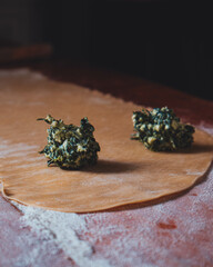 cooking pasta with basil filling