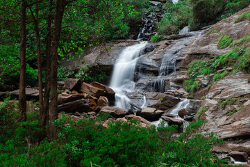Waterfall in the forest in long exposure