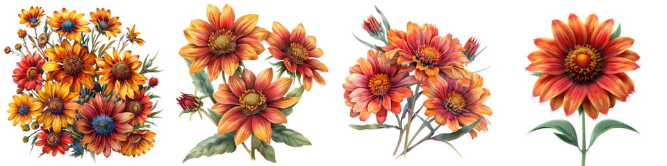 Blanket Flower Flowers Hyperrealistic Highly Detailed Isolated On Transparent Background Png File