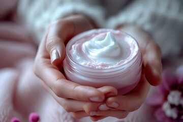 Gently dip your fingers in the skin care face cream cream and hold it