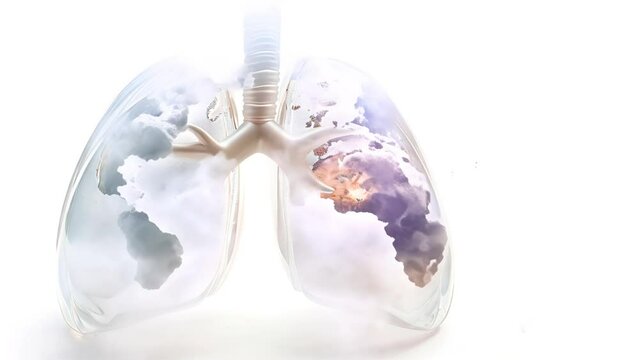 Human lungs with smoke, lung cancer, no tobacco day concept