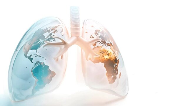 Human lungs with smoke, lung cancer, no tobacco day concept