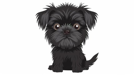 Eye-catching illustration of a black puppy looking upwards with keen interest, featuring intricate fur detailing and a heartwarming expression
