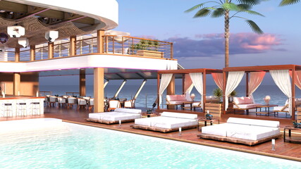 海上のリゾート施設　3DCGレンダリング