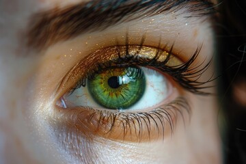 closeup of a green colored eye