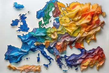 map of europe with glass texture