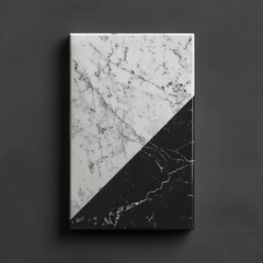 stunning black and white marble wall hanging stands out against a gray wall, exuding a sense of sophistication and style in any space.