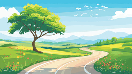 Vector drawing nature landscape
