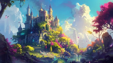 Enchanted Fairy Tale Castle in a Magical Landscape