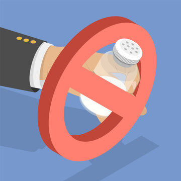 3D Isometric Flat Vector Illustration of Eat Less Salt, Healthy Eating Habits