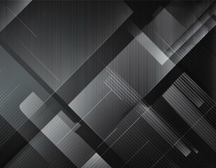 Dynamic black gradient abstract background with geometric lines and transparent rectangles - versatile texture pattern for creative projects and advertisements