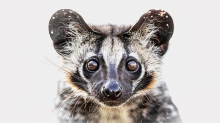 An intimate close-up of a civet's face revealing its enchanting gaze and the details of its unique markings