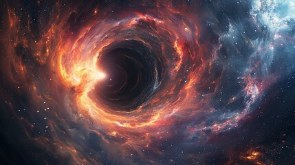 background illustration of a cosmic explosion in empty outer space that produces a blackhole