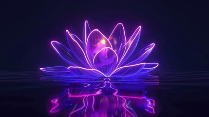 lotus icon. Elements of leaves and flowers in neon style icons.