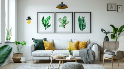 Mockup a poster Scandinavian style the Green plant