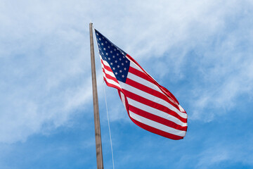 American Flag for Memorial Day or 4th of July. American flag waving in the wind. Flag of the USA....